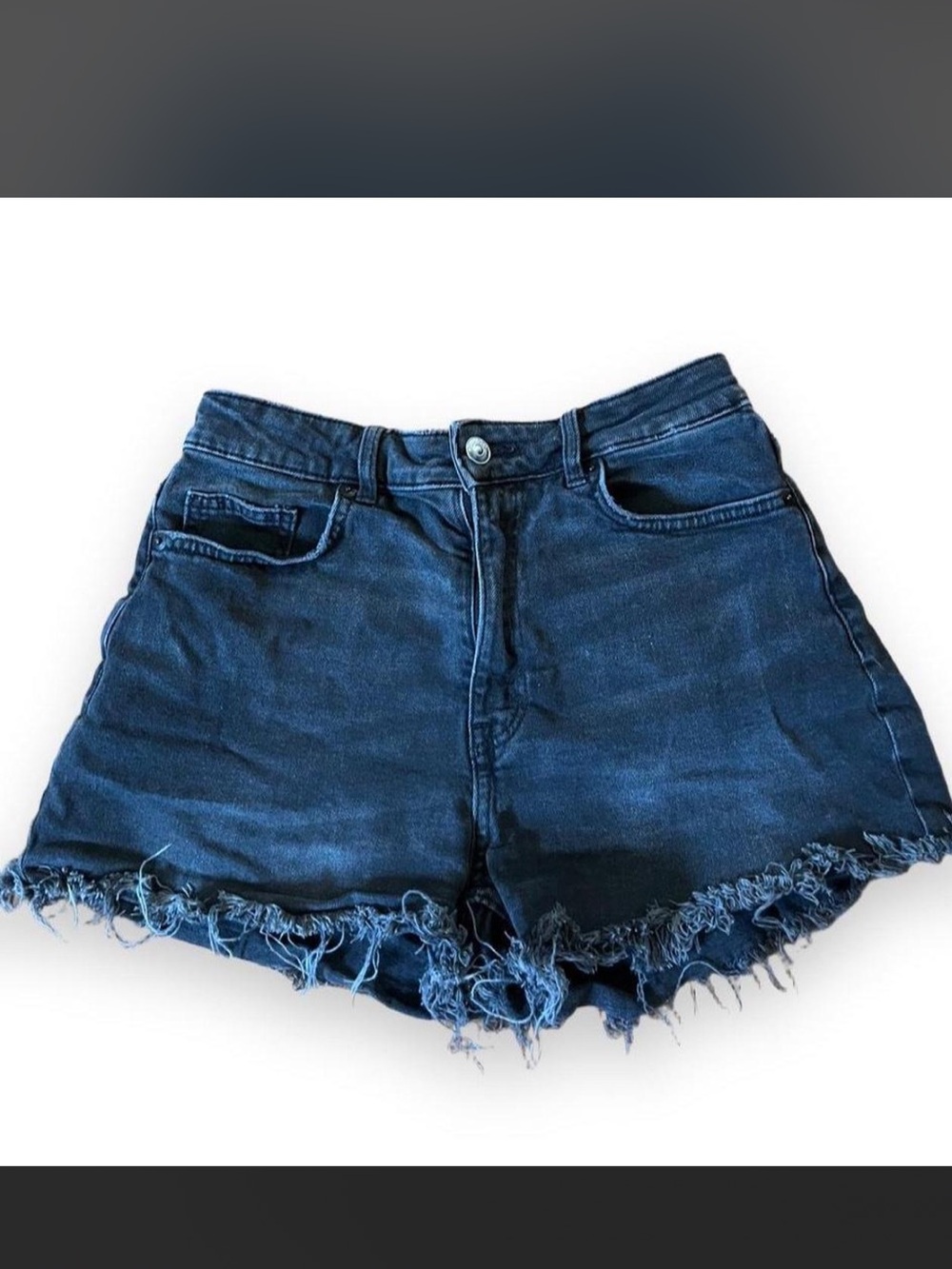 H&M Dark Blue Frayed Hem Denim Shorts